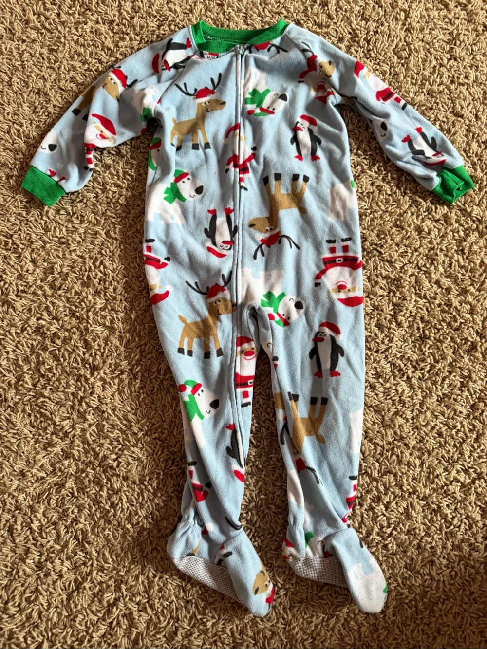 Carter’s Christmas Fleece Footed Pajamas Size 2T